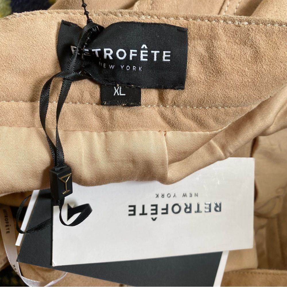 Retrofete VERNA suede LEATHER SKIRT Tan Mini buckles low rise NWT XL - Picture 11 of 15